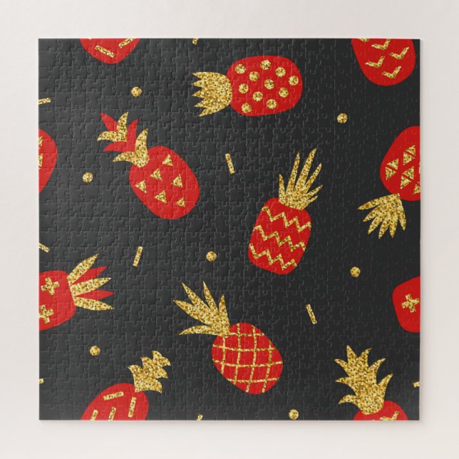 Puzzle Ananas rouge, parties scintillant, arrière - plan  (Vertical)