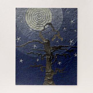 Puzzle Ancien arbre filaire Lune et étoiles Abstrait