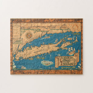 Puzzle ancien de carte du Long Island