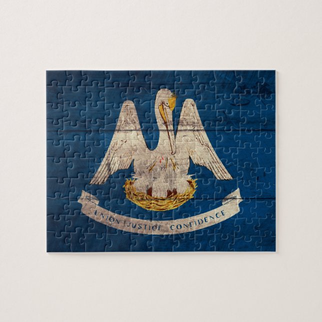 Puzzle Ancien drapeau de la Louisiane en bois ; (Horizontal)