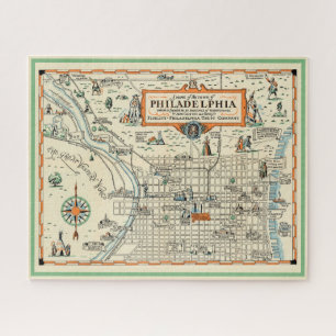 Puzzle Ancienne carte de Philadelphie 16x20 