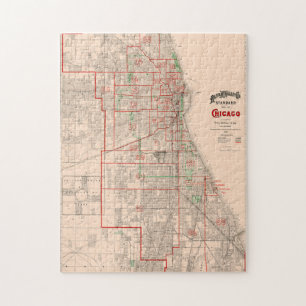 Puzzle Ancienne carte Vintage de Chicago - 1893