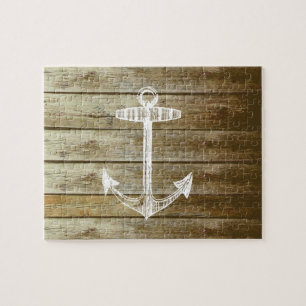 Puzzle Ancre nautique sur le graphique en bois
