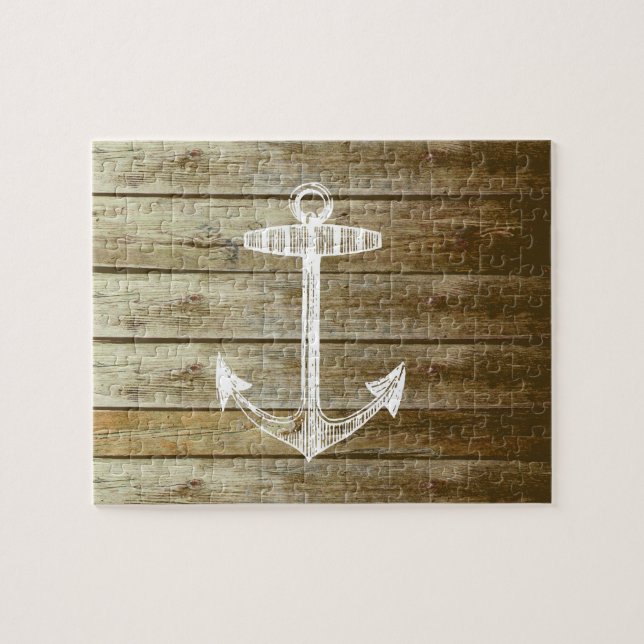 Puzzle Ancre nautique sur le graphique en bois (Horizontal)