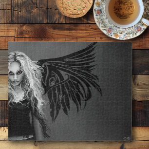 Puzzle Ange tombé tribal noir audacieux yeux rouges gothi