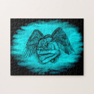Puzzle Angel Eros en amour, design noir et vert