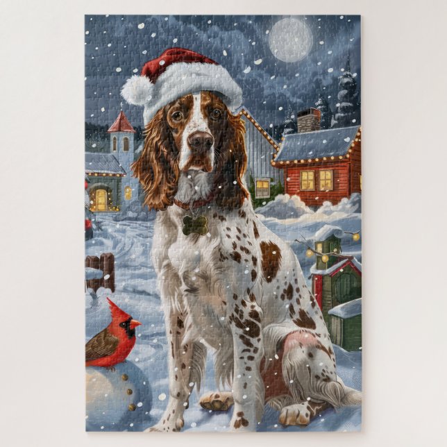 Puzzle Anglais Setter Winter Wonderland Christmas Joy (Vertical)