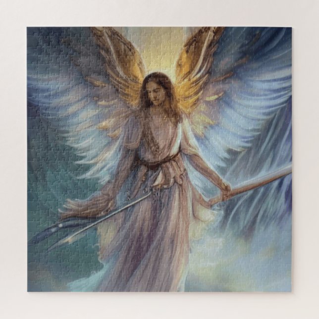 Puzzle Angle De Protection En Aquarelle Bleue Clair (Vertical)