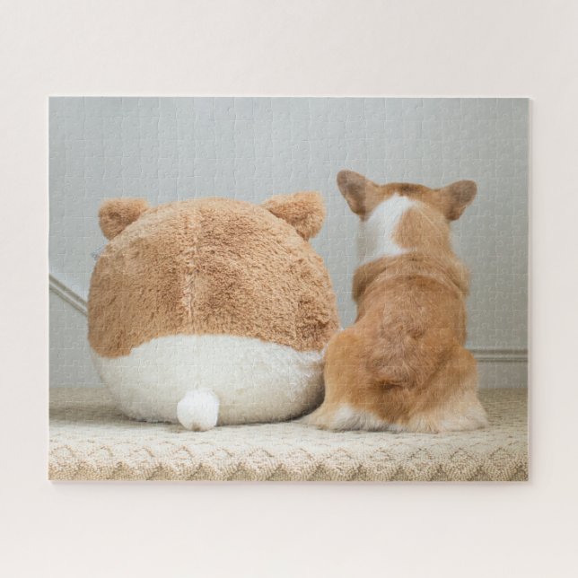 Puzzle Animaux de bébés cutest | Corgi & Plush Puppy (Horizontal)