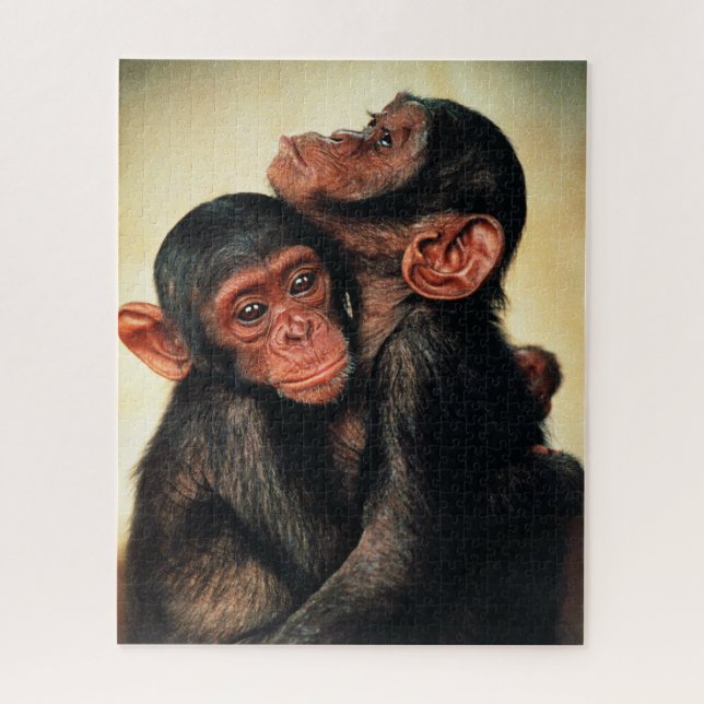 Puzzle Animaux de bébés cutest | Hug de chimpanzé (Vertical)