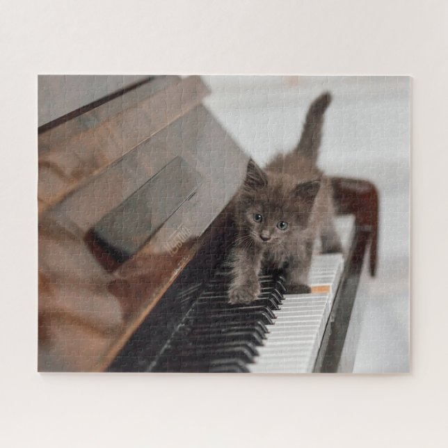 Puzzle Animaux de bébés cutest | Kitten sur piano (Horizontal)