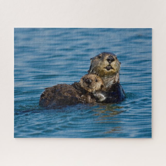Puzzle Animaux de bébés cutest | Mère & Bébé Sea Otter (Horizontal)