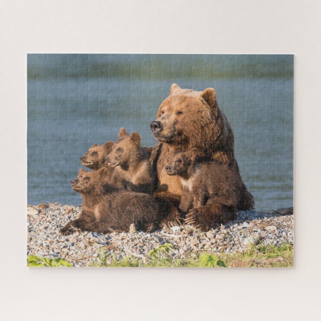 Puzzle Animaux de bébés cutest | Mère Ours & Cubs (Horizontal)