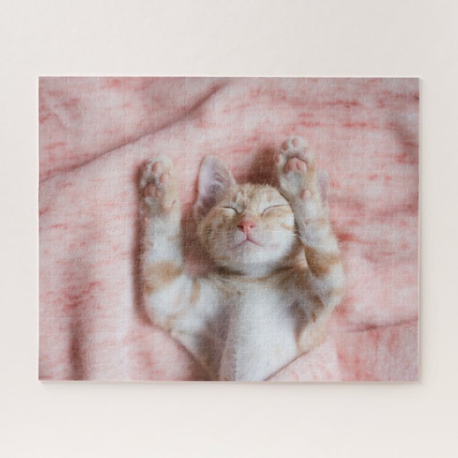 Puzzle Animaux de bébés cutest | Minuscule chaton rayé or (Horizontal)