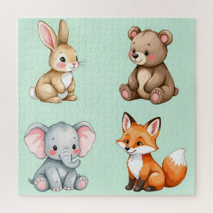 Puzzle Animaux de la forêt adorables bébé aquarelle paste