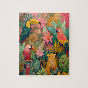 Puzzle Animaux de la Jungle – Léopard et Oiseaux T