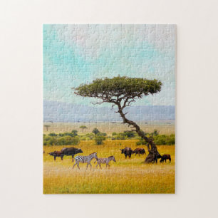 Puzzle Animaux de la savane africaine Zèbre Voyage Extéri