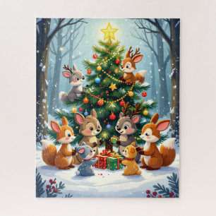 Puzzle Animaux en bois décorant l'arbre de Noël