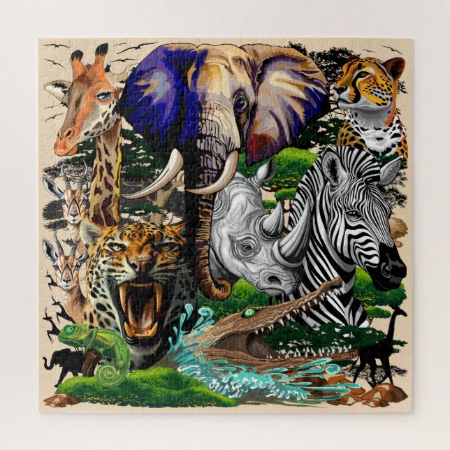 Puzzle Animaux sauvages de la Savane africaine (Vertical)
