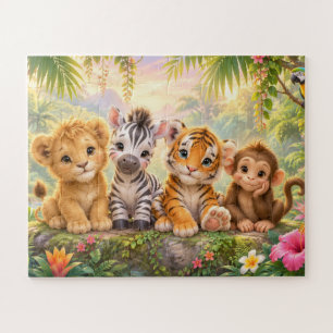Puzzle Animaux Tropicaux Bébés Jungle Vibrante