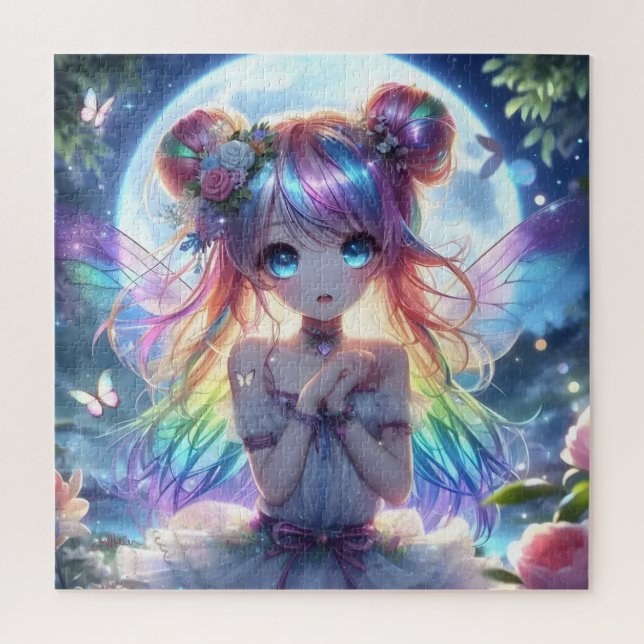 Puzzle Anime Girl Arc-en-ciel Chanter Lune Fée (Vertical)