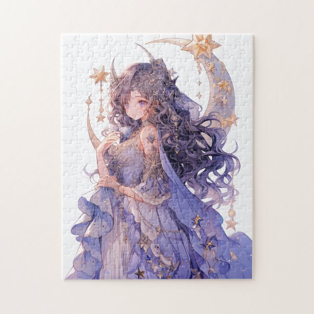 Puzzle Anime Girl Purple Moon Princess Imaginaire Art (Vertical)