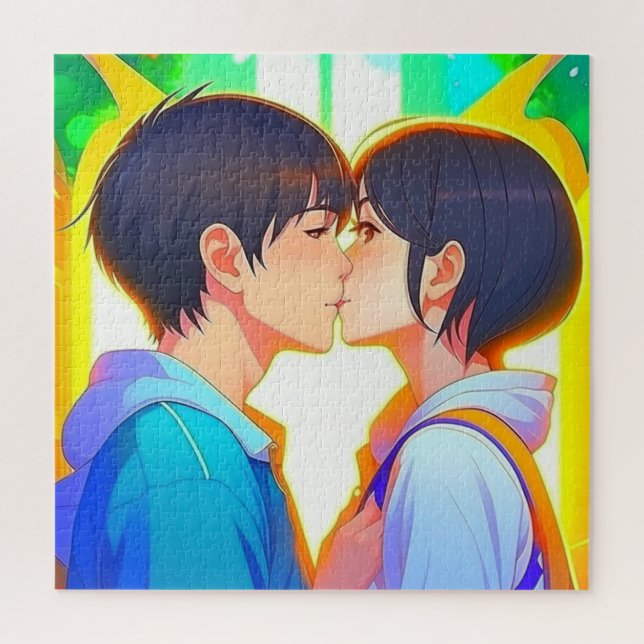 Puzzle Anime Kiss | Garçon et fille en amour (Vertical)