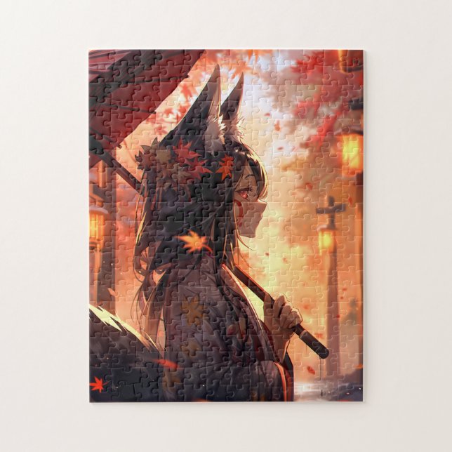 Puzzle Anime Kitsune Girl Cute Fox Imaginaire Art (Vertical)