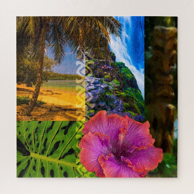 Puzzle Anini Beach, Kauai Hawaiian Collage (Vertical)