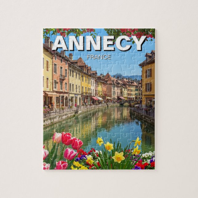 Puzzle Annecy France Fleurs Voyage (Vertical)