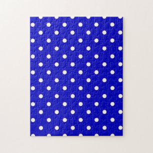Puzzle années 50 bleu avec des points blancs