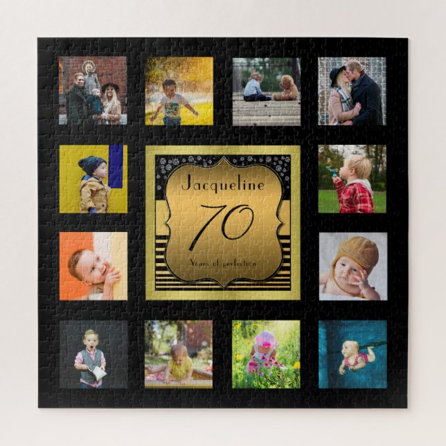 Puzzle Anniversaire Année Photo Black Gold Art Deco (Vertical)