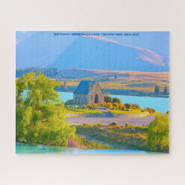 Puzzle Anniversaire Salutations Lac Tekapo Nouvelle-Zélan (Horizontal)
