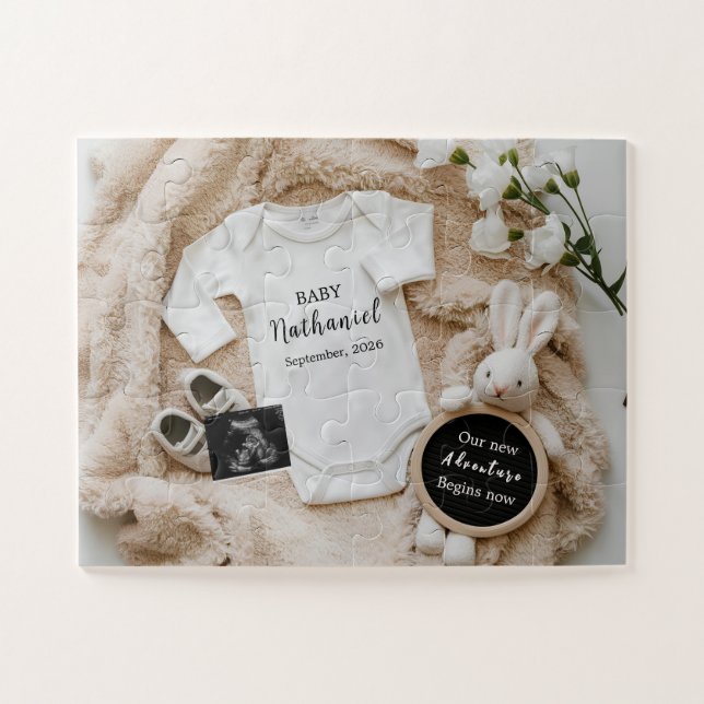 Puzzle annonce de grossesse bébé lapin  (Horizontal)