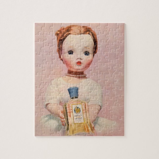 Puzzle annonce de Yardley des années 1950 avec la poupée (Vertical)