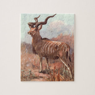 Puzzle Antilope Grand Koudou par Swan, Animal Sauvage Vin