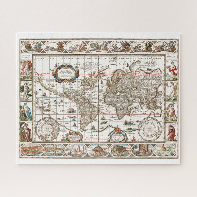 Puzzle Antique carte de l'Atlas du Vieux-Monde (Horizontal)