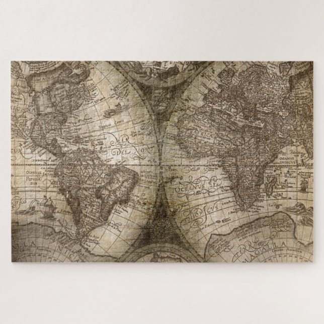 Puzzle Antique carte de l'Atlas du Vieux-Monde (Horizontal)