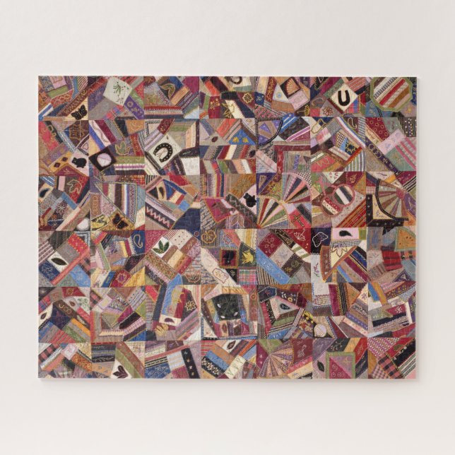 Puzzle Antique Crazy Quilt Motif - Folk Art Crafty Fun (Horizontal)