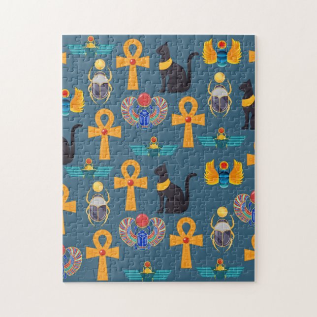 Puzzle Antique Egypt Pattern, Hieroglyphics digital paper (Vertical)