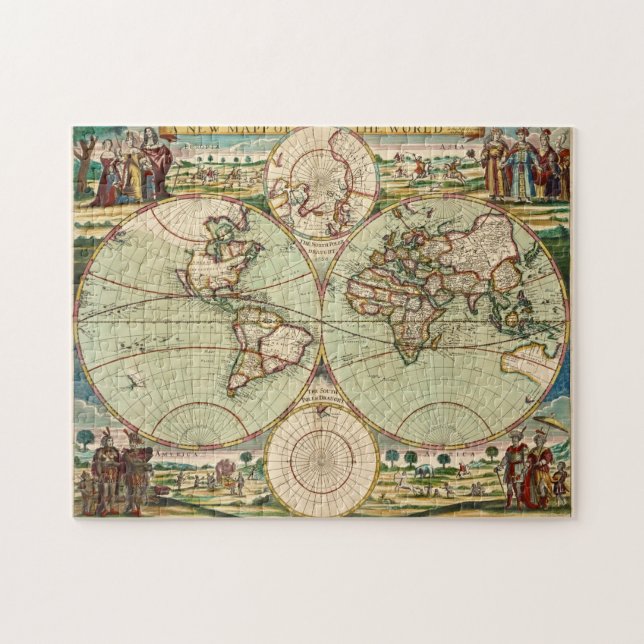 Puzzle Antique Vintage carte du monde (Horizontal)