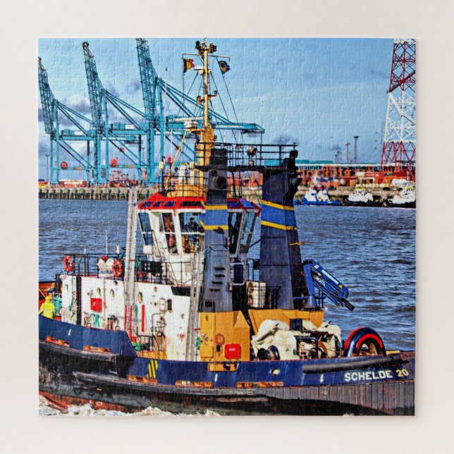Puzzle Anvers, Belgique photo pittoresque avec remorqueur (Vertical)