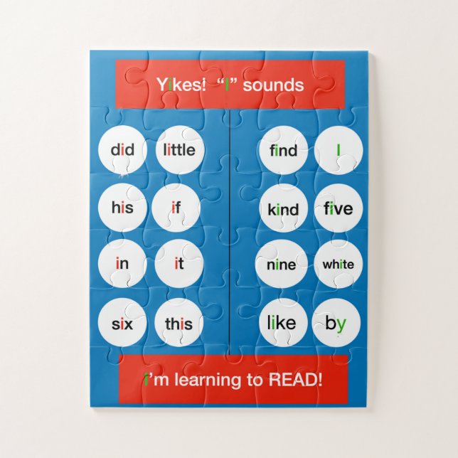 Puzzle Apprendre à lire la série, Sons de "I" (Vertical)