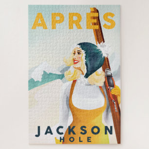 Puzzle "Apres Ski Jackson Hole" Cool Retro Skiing Art