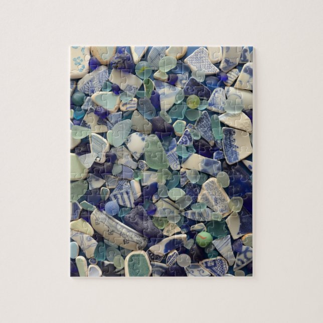 Puzzle Aqua en verre de mer et photo bleue (Vertical)
