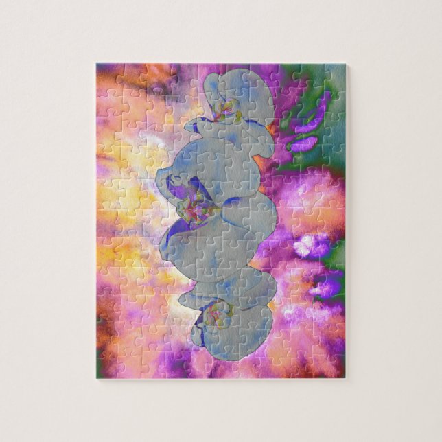 Puzzle Aquarelle Abstraite orchidées tropicales (Vertical)