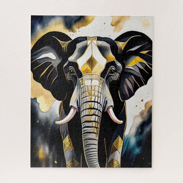 Puzzle Aquarelle Abstraite Peinture d'un éléphant (Vertical)