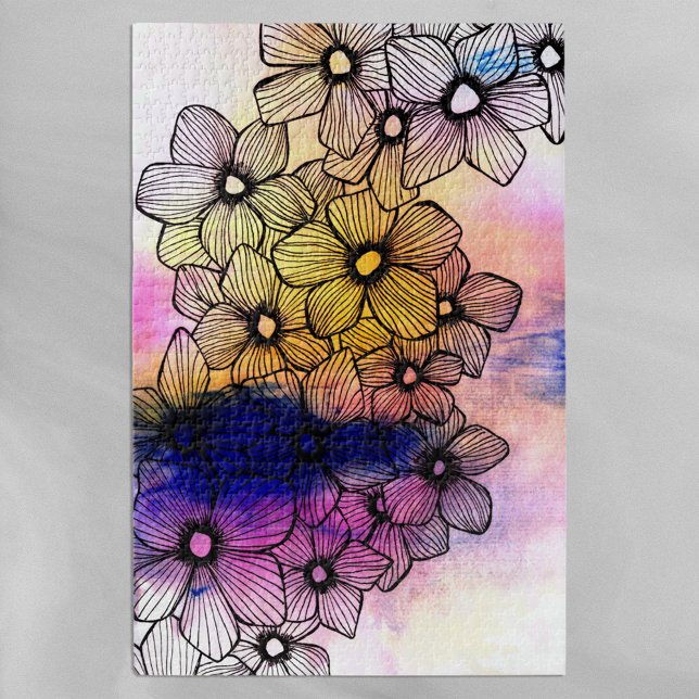 Puzzle Aquarelle artistique et fleurs d'encre (Créateur téléchargé)
