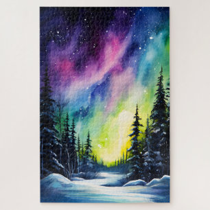 Puzzle Aquarelle Aurores boréales aurore boréale