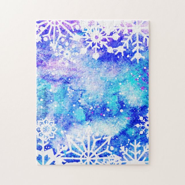 Puzzle Aquarelle bleue de flocon de neige (Vertical)